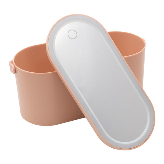 Espejo de Maquillaje LED Ameliora – Bloom Rosé, para Viajes con Luz Natural y Estuche Protector