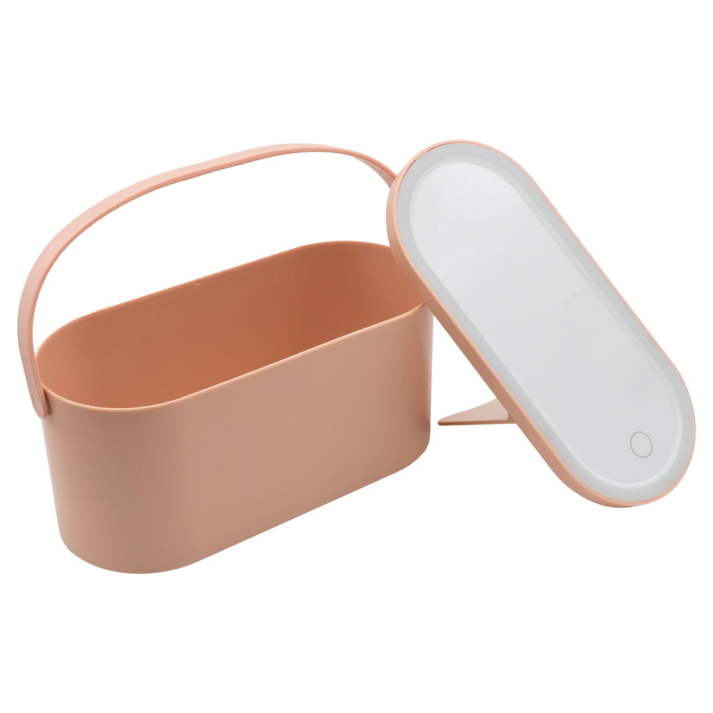 Espejo de Maquillaje LED Ameliora – Bloom Rosé, para Viajes con Luz Natural y Estuche Protector
