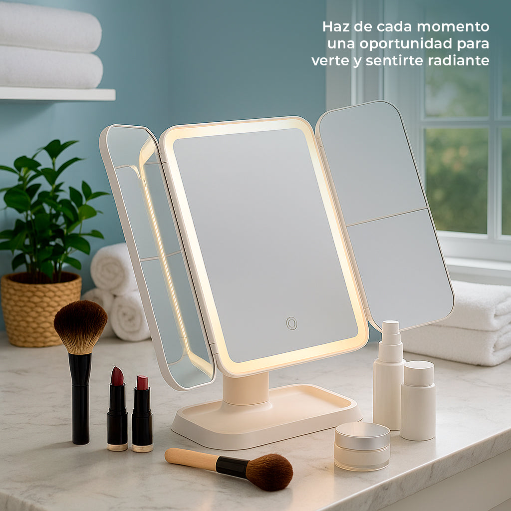 Espejo LED Plegable Ameliora – Aurea, Precisión y Estilo para tu Tocador